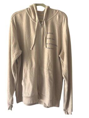 Om&Ah blush knit full zip Hoodie. Womens sz XXL “Love all Trust a few” grunge